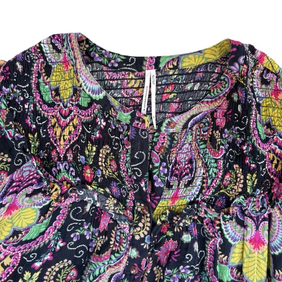 Anthropologie Vibrant Paisley Ruffle Swim Sheer Cover Up Size XS Long Sleeve - Picture 4 of 9